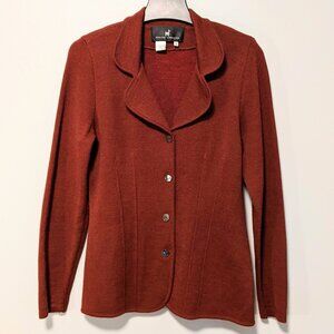 Peruvian Connection Red Alpaca Cotton Wool Blend Cardigan Blazer